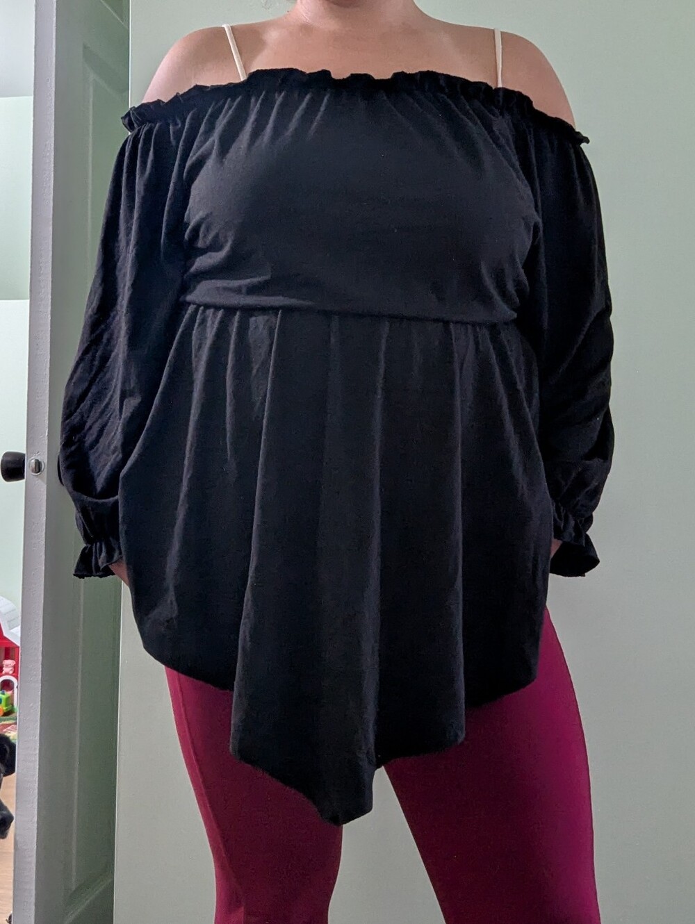 Women's 2X Off-Shoulder Black Women's Peasant Top - Classic Style Witchy Vibes